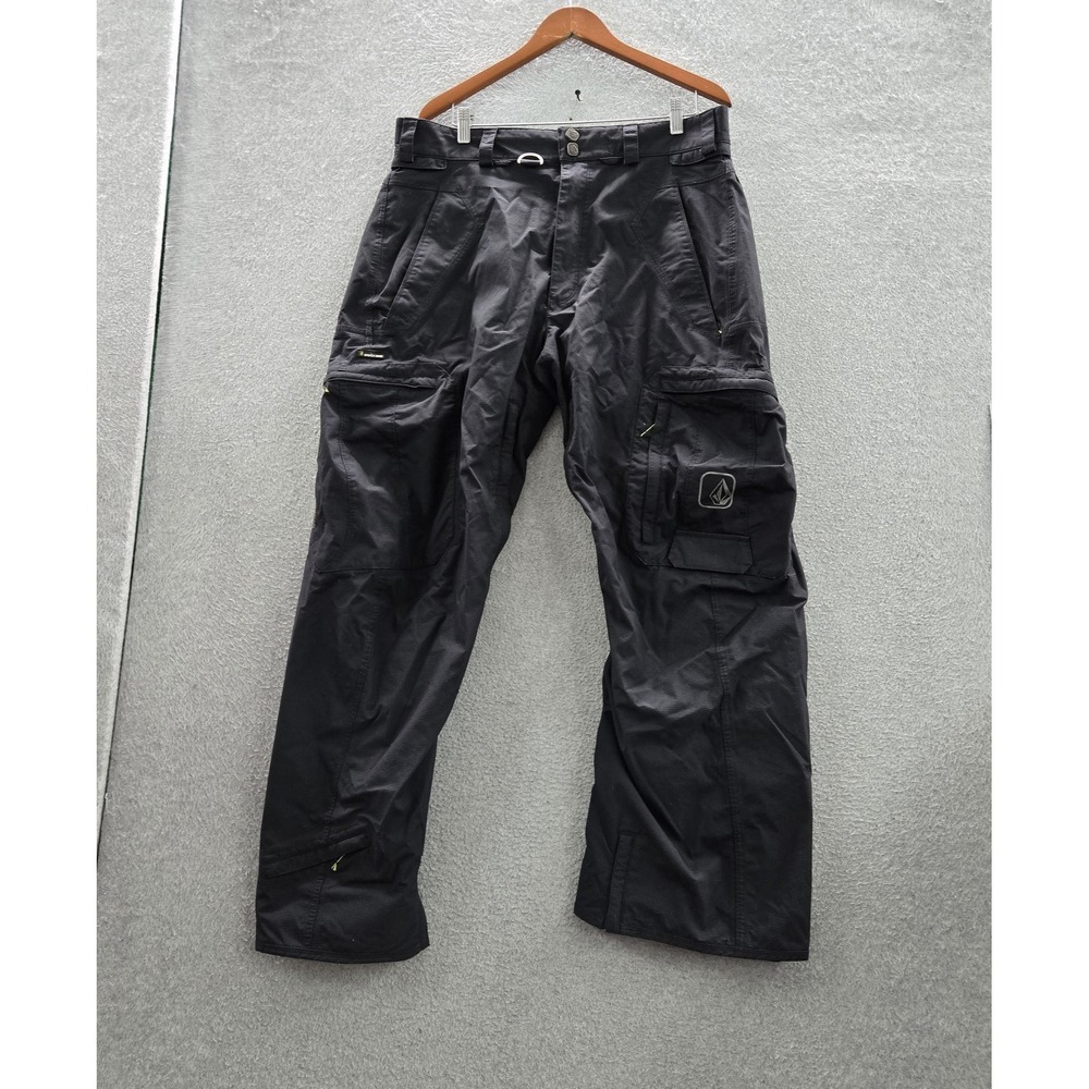 Volcom Men Activewear Pants L Black Cargo Snow Nimbus Logo Straight 30" Inseam